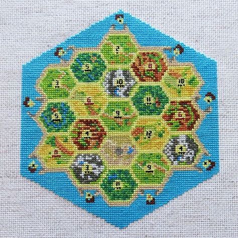 Lord Libidan’s Look Out – September ’17 Game Cross Stitch, Catan Board, Game Card Design, Settlers Of Catan, Cross Stitch Boards, Mini Cross Stitch, Games Room, Dmc Floss, Free Cross Stitch