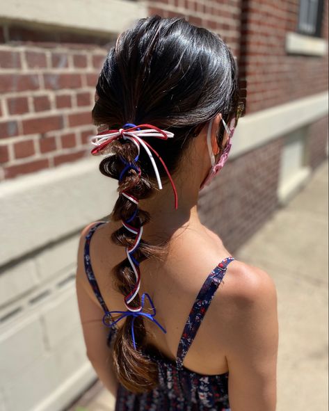 4th of July Hair Cute Fourth Of July Hairstyles, Fourth Of July Hairstyles, Patriotic Hairstyles, 4th Of July Hairstyles, July Hairstyles, Fourth Of July Hair, 4th Of July Hair, Work Hair, July Nails