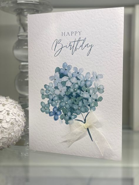 PrintabilityPrints - Etsy UK Watercolour Hydrangea, Watercolor Hydrangea, Watercolor Birthday Cards, Flower Birthday Cards, Birthday Card Drawing, Beautiful Birthday Cards, Luxury Birthday, Birthday Cards For Mom, Birthday Cards For Mum