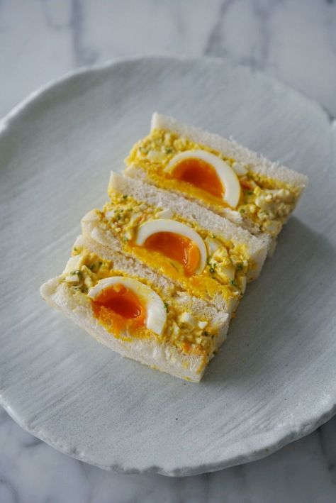 Recipe: Konbi's Japanese Egg Salad Sandwich (+ Fresh Truffles) — Steph Wants Asian Sandwiches Recipes, Vegetarian Egg Salad, Japanese Breakfast Sandwich, Korean Egg Salad Sandwich, Korean Sandwich Aesthetic, Japanese Egg Salad Recipe, Korean Sandwich Recipe, Egg Salad Ideas, Japanese Egg Salad Sandwich Recipe