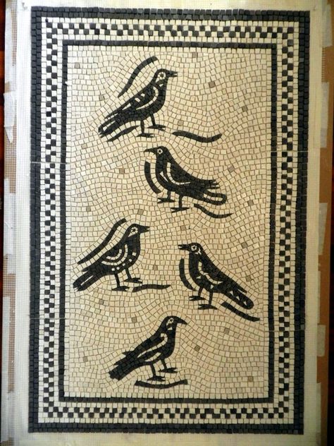 Mosaic Rugs, Black And White Birds, Mosaic Birds, Roman Mosaic, Mosaic Tile Art, Mosaic Art Projects, White Mosaic, Mosaic Ideas, Ancient Designs