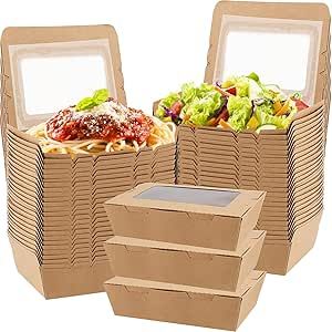 Cezoyx 50 Pack Take Out Food Containers with Window, 40 Oz Disposable Brown Paper Food To Go Box Kraft Lunch Meal Food Boxes for Restaurant, Catering, Party, Concession Stand, Picnic Cookie Containers, To Go Containers, Take Out Boxes, Take Out Food, Starting A Food Truck, Disposable Food Containers, Cookie Container, Paper Food, Dessert Boxes