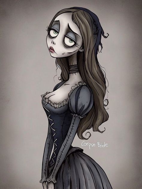 Tim Burton Inspired Art Style, 50s Hairstyles Drawing, Tim Burton Hairstyles Drawing, Tim Burton Body Style Drawing, Tim Burton Girl Characters, Tim Burton Character Design, Tim Burton Drawings Style Tutorial, Tim Burton Oc, Gothic Cartoon Characters