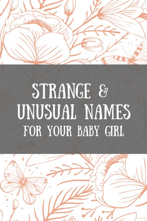 Strange and Unusual Names for Your Baby Girl. Looking for a beautiful, unique, or even bizarre and weird name for your baby girl, cat, or even your favorite lawn gnome? Here's a bunch of strange and unusually lovely names to pick from! Weird Girl Names, Unusual Girl Names, Unusual Baby Girl Names, Baby Names Short, Lawn Gnome, J Names, Weird Names, Traditional Baby Names, Unique Girl Names