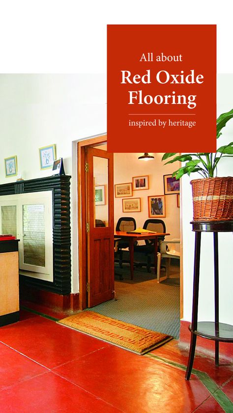 All you need to know about red oxide flooring. #redoxide #design #livspace Red Oxide Flooring Living Rooms, Indian Flooring Ideas, Red Oxide Flooring Ideas, Athangudi Tiles Flooring Ideas, Traditional Flooring Ideas, Red Floor Living Room, Oxide Flooring Ideas, Athangudi Tiles Flooring, Red Oxide Flooring