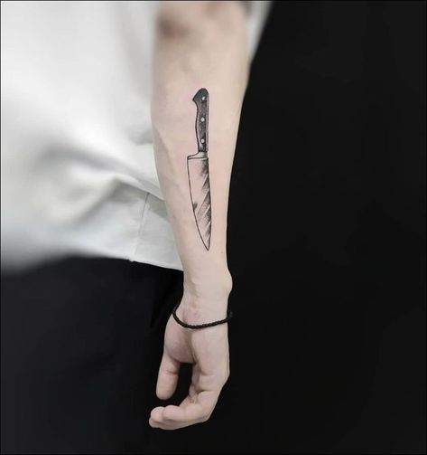 Knives Tattoo, Knife Tattoos, Cooking Tattoo, Culinary Tattoos, Chef Tattoo, Minimalist Tattoo Meaning, Food Tattoos, Knife Tattoo, Coffee Tattoos