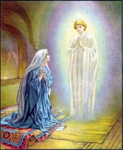 Feast Of The Annunciation, Scripture Illustration, Golden Dome, Holy Art, Jesus And Mary, Blessed Mary, Angel Gabriel, Archangel Gabriel, San Michele