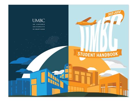 UMBC Student Handbook 2013-2014 by Michael Muccioli, via Behance Handbook Design, Student Handbook, Communication Design, Flat Illustration, Motion Graphics, Graphic Illustration, Cover Design, Illustration Design, Communication