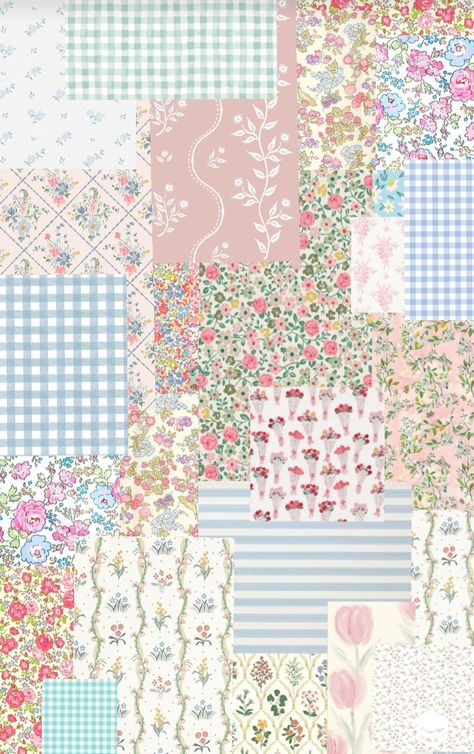 Patchwork Iphone Wallpaper, Quinceanera Wallpaper, Cute Floral Pattern, Loveshackfancy Aesthetic Wallpaper, Spring Aesthetic Bedroom, Aesthetic Wallpaper Journal, Phone Backgrounds Pastel, Cottagecore Aesthetic Background, Pastel Collage Wallpaper