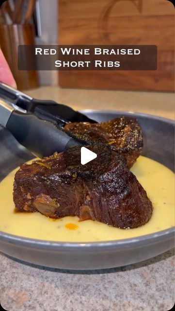 Steak Channel on Instagram: "Red Wine Braised Short Ribs🍷🥩🔥

Cal Quote, These right here are one of my all time favorite things to eat! They’re tender, packed with flavor, simply just sensational. Although they might seem complicated, I promise it’s pretty simple!

👨‍🍳 Recipe by @calwillcookit 
FULL RECIPE ⬇️

INGREDIENTS
- ~3 lbs boneless chuck short ribs 
(bone-in works as well) 
- Extra virgin olive oil 
- Seasonings: Salt, pepper and garlic powder
- Beef tallow (can use any high smoke point oil or fat)
- 1.5-2 cups celery chopped 
- 1.5-2 cups carrots chopped 
- 1 white onion (medium diced)
- 4-6 tbsp fresh minced garlic 
- 2 tbsp tomato paste
- 1 750 ml bottle of red wine (cabernet) 
- 3-4 cups beef broth 
- 4-5 springs of fresh thyme 
- 3 springs of fresh rosemary 
- 1 dried bay Chuck Short Ribs, Red Wine Braised Short Ribs, Wine Braised Short Ribs, Short Ribs Recipe, Beef Tallow, Dutch Oven Recipes, Braised Short Ribs, Things To Eat, Beef Short Ribs