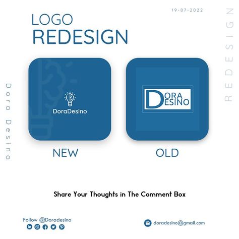 #NewLogo #Logo #ReDesign #LogoReDesign #NewAvtar #doradesino #rebranding Rebranding Logo, Logo Design Concept, Logo Redesign, Social Media Post Design, Post Design, Design Concept, Media Post, Social Media Post, Concept Design