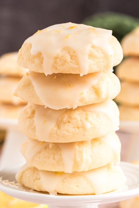 Italian Lemon Drop Cookies 12 Tomatoes, Lemon Cookies Recipes Easy, Glazed Lemon Cookies, Lemon Drop Cookies Recipes, Crisco Sugar Cookie Recipe, Italian Lemon Drop Cookies, Tart Glaze, Lemon Curd Cookies Recipe, Lemon Sugar Cookies Recipe