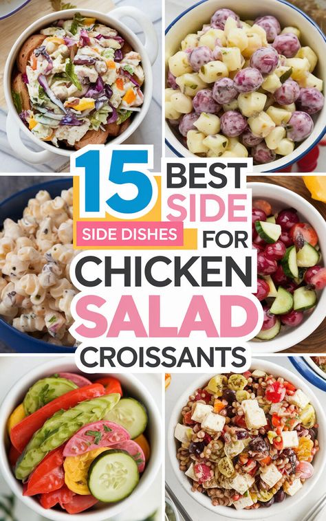 Elevate your chicken salad croissants with these delicious side dish ideas! 😋🥐 #chickensalad #croissants #sidedishes What To Serve With Chicken Salad Croissants, Sides To Go With Chicken Salad, What To Serve With Chicken Salad, Sides For Chicken Sandwiches, Chicken Salad Sides, Sides For Chicken Salad, Chicken Salad Croissants, Chicken Croissant, Spicy Tuna Salad