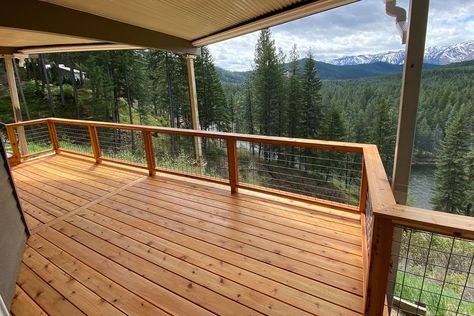 Keeping cedar stunning: Pro tips for caring for your deck | The Seattle Times Cedar Deck Stain, Wood Deck Railing, Deck Maintenance, Deck Cleaner, Deck Finishes, Cedar Stain, Vinyl Railing, Cedar Deck, Pool Life