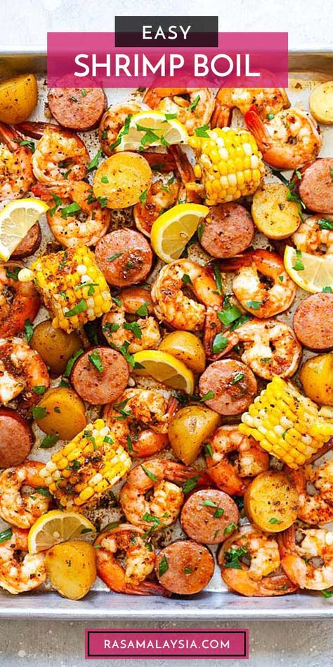 Sausage And Shrimp Recipes, Cajun Shrimp Boil Recipe, Easy Shrimp Boil, Cajun Butter Sauce, Easy Cajun Shrimp, Cajun Shrimp Boil, Seafood Broil, Shrimp Boil Recipe, Seafood Boil Recipes