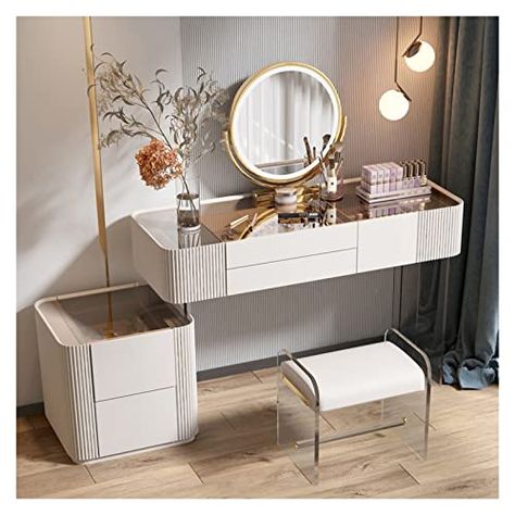 Bureau de vanité Moderne Coiffeuse en Verre Acrylique Armoire de Chevet Petite Armoire latérale Simple Coiffeuse de Chambre à Coucher Plateau de Table Transparent Vide Suspendu EAN Contemporary Dressing Tables, Wooden Makeup Vanity, Table Transparente, Makeup Vanity Stools, Makeup Dressing Table, Dressing Table Desk, Wooden Vanity, Make Up Desk Vanity, Vanity Makeup