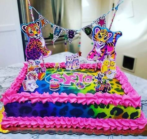 Lisa Frank Birthday, Cheetah Birthday Party, Lisa Frank Birthday Party, Cheetah Birthday, Kid Cakes, Leopard Birthday, 32nd Birthday, 90s Theme Party, 30th Birthday Decorations