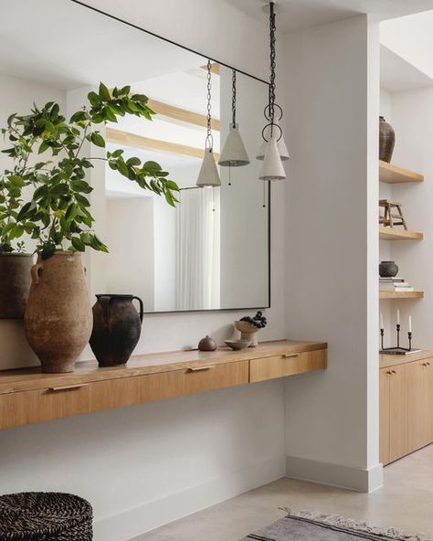 J E N N A B A R T O N on Instagram: "The entry is your guests first impression of your home! Set the tone and make it count! 📷 @thevuvobandit" Jenna Barton, White Oak Nightstand, Bold Marble, Designer Nightstand, Rustic Wooden Coffee Table, Earthy Living Room, Best White Paint, Oak Nightstand, Make It Count