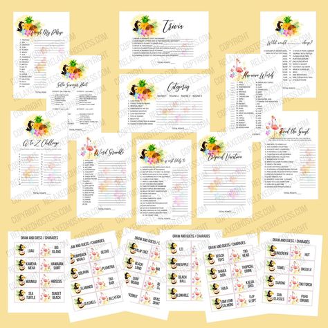 Luau Party Decorations Bring a Little Bit of Hawaii to Your Day – Relaxed Hostess Christmas Luau Party, Luau Games, Most Likely To Questions, Finish My Phrase, Luau Party Games, Selfie Scavenger Hunt, Christmas Luau, Tropical Images, Hawaiian Words