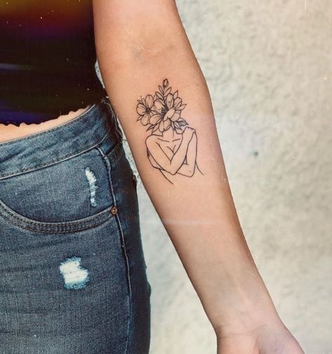 Simple Heart Tattoos, Cute Thigh Tattoos, Self Love Tattoo, Silhouette Tattoos, Classy Tattoos, Discreet Tattoos, Small Tattoo Designs, Feminine Tattoos, Simplistic Tattoos