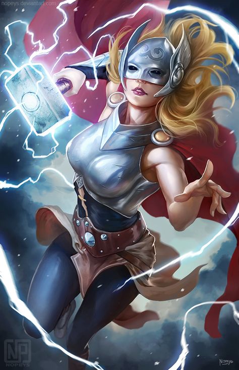 Jane Foster Thor, Thor Drawing, Thor Girl, Thor Cosplay, Female Thor, Thor Comic, Jane Foster, Marvel Heroines, Bd Art