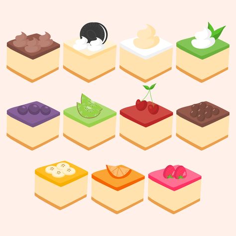 Cheesecake Types, Bakery Food, Drawing Accessories, Vector Art, Cheesecake, Vector Free, Royalty Free, Clip Art, Fruit