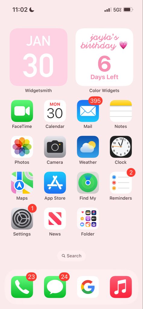 Birthday Countdown Wallpaper, Iphone 13 Widgets, My Birthday Countdown, Pink Homescreen, Organize Phone Apps, Phone Essentials, Iphone Pink, Birthday Countdown, Pink Pinterest