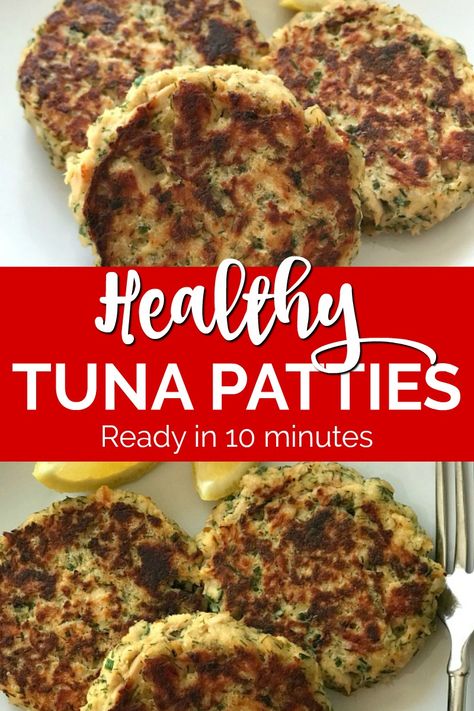 Healthy Tuna Patties Clean Eating, Healthy Tuna Cakes, Optavia Lean And Green Recipes 5&1 Canned Tuna, Recipes With Canned Tuna, Tuna Patties Healthy, Tuna Burger Recipe, Tuna Patties Easy, Tuna Lunch, Tuna Patties Recipes