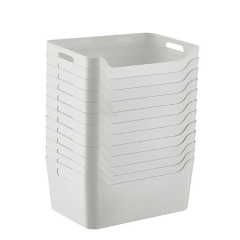 Plastic Storage Bins with Handles | The Container Store Free Pantry Labels, Nola House, Rolling Storage Bins, Supply Closet, Storage Pantry, Pantry Remodel, Pantry Makeover, Pantry Organizers, Primary Bath