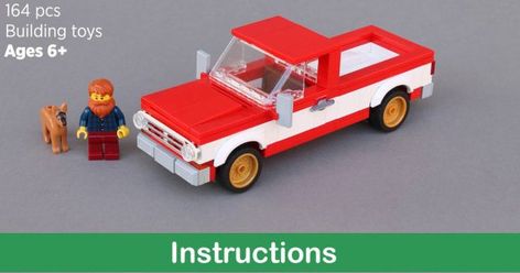 Build your own classic pickup truck [Instructions] | The Brothers Brick | The Brothers Brick Lego Cars Instructions, Lego City Train, Lego Auto, Lego Racers, Lego Building Instructions, Lego Wall, Lego Truck, Lego Micro, Lego Inspiration