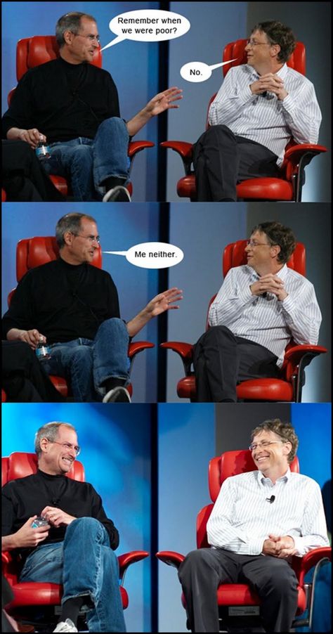 Bill Meme, Apple Memes, Bill Gates Steve Jobs, Funny Conversations, Photos Funny, Memes Hilarious, Hilarious Memes, Funniest Memes, 웃긴 사진