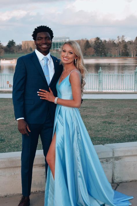 Awaken Love At The Right Time – Interracial Marriage Blue Long Prom Dresses, Prom Dress Blue, Prom Pictures Couples, Prom Picture Poses, Homecoming Pictures, Prom Photoshoot, Prom Couples, Prom Dresses Formal, Prom Poses