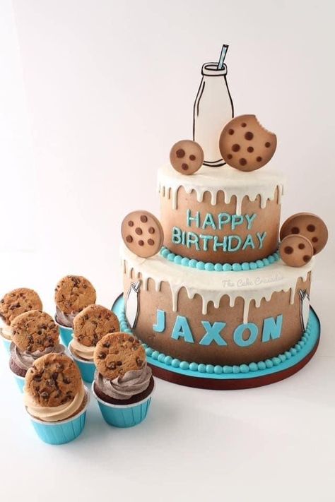 Milk And Cookies 1st Birthday Cake, Milk And Cookies Birthday Cake, Cookies And Milk Cake, Cookie First Birthday Boy, Cookie Themed First Birthday, Cookie Themed Cake, One Tough Cookie Birthday Party, Cookie Themed Birthday Party, Cookies And Milk Birthday Party