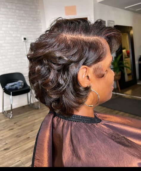 Layered Short Hair Black Women, Styles For Short Silk Pressed Hair, Short Haircuts For Women Layers, Twa Blowout, Twa Silk Press, Color Pixie Hair Black Women, Black Women Bobs Haircuts, Short Bob Haircuts For Black Women, Short Natural Hairstyle Women Black Woman