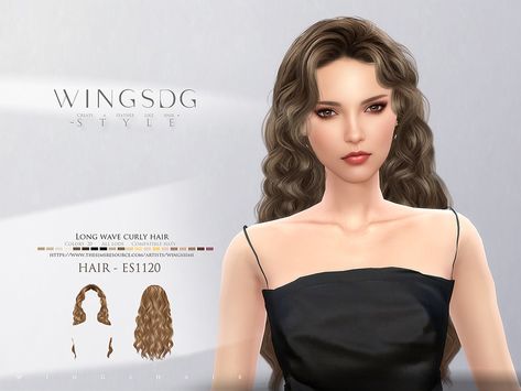 Hair For Sims 4, Wave Curly Hair, Sims 4 Curly Hair, Space Buns Hair, Vintage Hairstyles For Long Hair, Lemon Hair, Pelo Sims, The Sims 4 Packs, Sims 4 Cc Skin