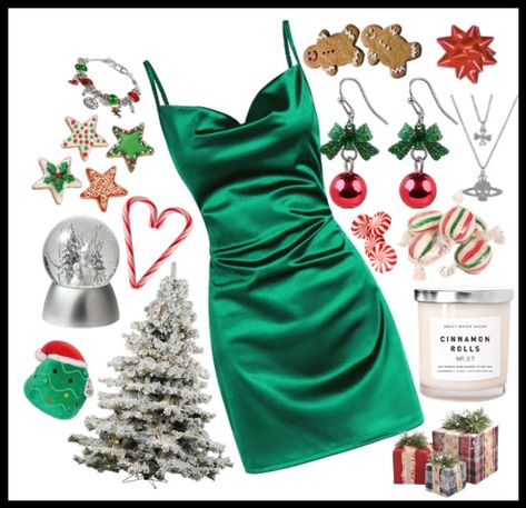 christmaS Outfit | ShopLook Green Christmas Outfit, Christmas Fashion Outfits, Fashion Outfits Polyvore, Holiday Fits, Outfit Polyvore, Holiday Party Fashion, Outfits Polyvore, Party Style, Cosplay Dress