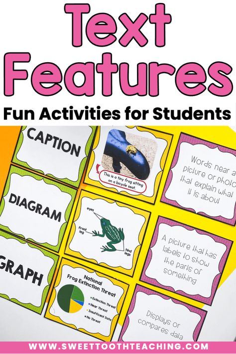 Text Feature Scavenger Hunt, Teaching Text Features, Nonfiction Text Features Activities, Text Features Activities, Informational Text Features, Teaching Nonfiction, Science Text, Nonfiction Text Features, Teaching Posters