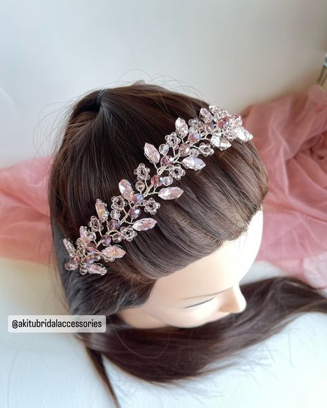 “Inspired by the beautiful Peony flower, I created this pink bridal headpiece.”!!💕🌸✨#bridalaccessories #weddingaccessories #bridalheadpiece #bridalhairpiece #handmade #canadianmade #bridehairstyle Old Rose, Rose Vintage, Baby Hair Accessories, Pink Bridal, Pink Rhinestones, Bridal Hair Pieces, Pink Crystal, Bride Hairstyles, Bridal Headpieces