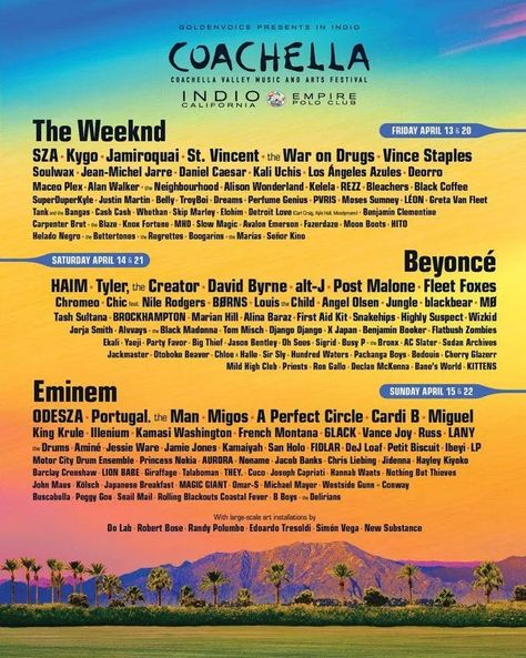 Best Coachella Lineup | All Years of Coachella, Ranked Coachella Poster, Coachella Lineup, Skip Marley, Coachella 2018, Alison Wonderland, Vince Staples, Paper Magazine, Coachella Music Festival, Coachella Music