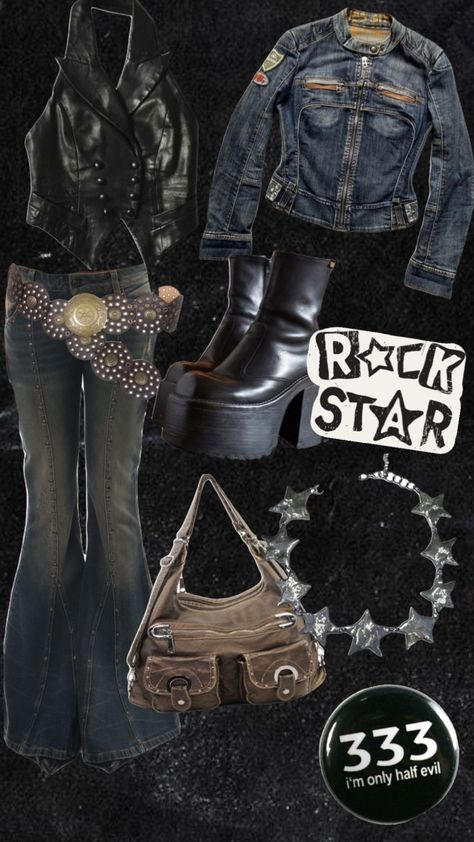 #vintage #outfitinspo #retro #80s #rockstarsgf #rockstar Retro Rockstar Outfit, 80s Rock Accessories, Vintage Rockstar Outfit, 80s Rockstar Gf Outfits, Alt Vintage Outfits, Roxana Core Aesthetic, Y2k Rockstar Aesthetic Outfits, Y2k Rockstar Aesthetic, Rockstar Girlfriend Outfit 90s