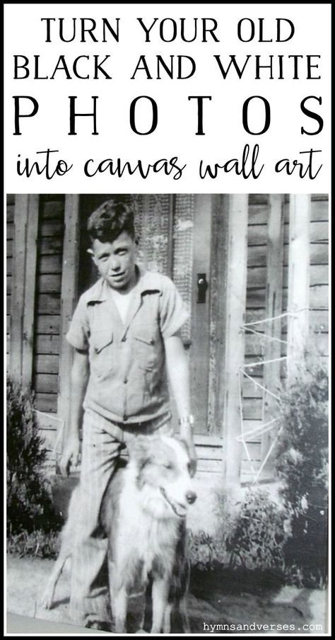 Don't know what to do with those old black and white photos of your family? Why not consider turning them into a piece of art. This tutorial shows you how. #hymnsandverses #diyproject #diyart #wallart #blackandwhite #blackandwhitephotos #vintagephotos #antiquephotos #vintagepictures #oldfamilypictures #oldfamilyphotos #photoart #wallart #diywallart Displaying Old Family Photos, Old Black And White Photos, Family Photo Canvas, Photos Into Art, Vintage Family Photos, Photo Crafts, Family Photo Wall, Old Portraits, Old Family Photos