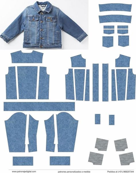 Jeans Jacket Pattern, Sewing Denim Jacket, Doll Jacket Pattern, Diy Denim Jacket Ideas, Clo3d Patterns, Marvelous Designer Pattern, Jean Jacket Sewing Pattern, Denim Jacket Sewing Pattern, Diy Jeans Jacket