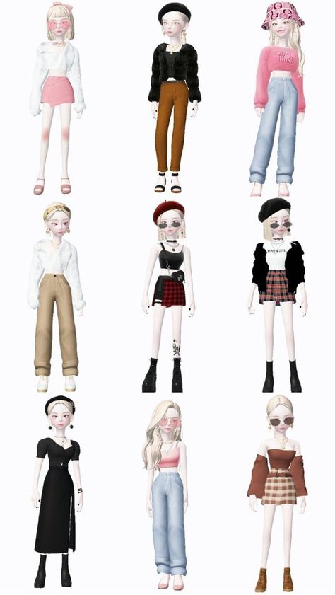 Korean Bitmoji Outfits, Zepeto Clothes, Zepeto Couple Outfit, Dresses Anime, Zepeto Couple, Mean Girls Outfits, Zepeto Looks Ideas, Ootd Korean Style, Outfit Date