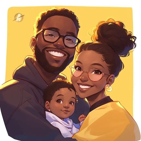 Black Happy Family, Black Family Cartoon, Couple Illustrations, Simple Sketches, Cartoon Picture, Family Decals, Black Family, Black Couple, Church Graphic Design