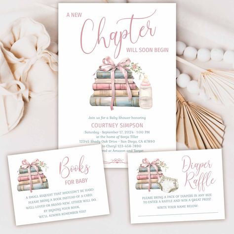 Baby Shower A New Chapter Begins, Baby Book Shower Ideas, Next Chapter Baby Shower Theme, Baby Shower Book Instead Of Card, A New Chapter Begins Baby Shower Theme, Baby Shower Storybook Theme, New Chapter Baby Shower Theme, Books Baby Shower Theme, A New Chapter Baby Shower Theme