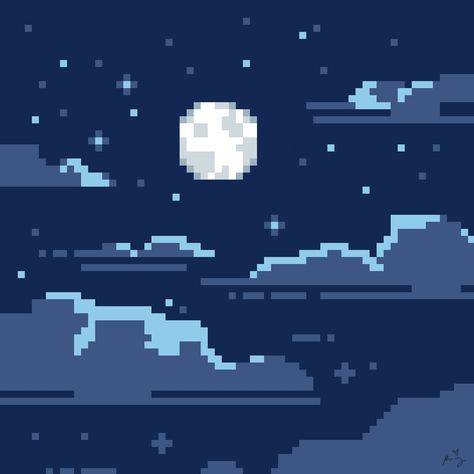 #pixel #art #pixerart #moon #cute #aesthetic #vex #blue #dark #light #idk Smartwatch Wallpaper, Night Clouds, Profile Icon, Pixel Art Templates, Pfp Ideas, Alpha Patterns, Black Clover, Pixel Art, Art Reference