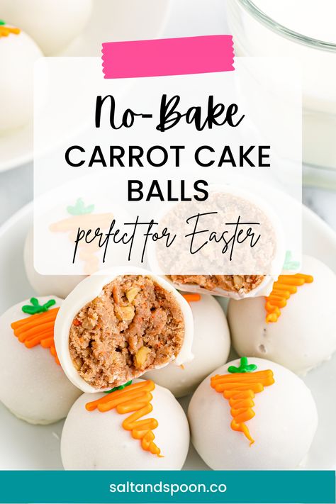 No-bake carrot cake balls are a delicious and easy-to-make dessert that combines the classic flavors of carrot cake with the convenience of bite-sized treats. These sweet and creamy cake balls are made with a simple combination of carrot cake mix, cream cheese, and chopped walnuts, which are then coated in a layer of colorful candy melts. No Bake Carrot Cake Truffles, Cake Mix Cream Cheese, Carrot Cake Truffles, Carrot Cake Balls, Creamy Cake, Homemade Carrot Cake, Baked Carrots, Best Carrot Cake, Cake Bites