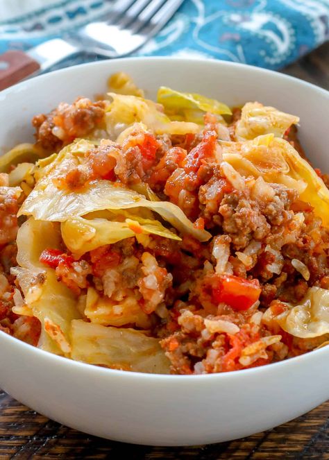 Layered Cabbage Rolls Unstuffed Cabbage Rolls, Cabbage Casserole Recipes, Cabbage Roll Casserole, Unstuffed Cabbage, Cabbage And Sausage, Cabbage Roll Soup, Cabbage Roll, Cabbage Rolls Recipe, Cabbage Casserole