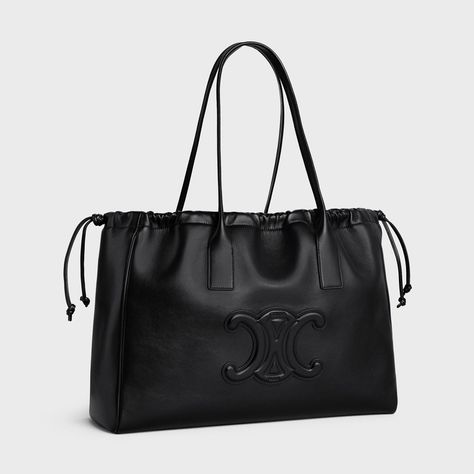 cabas drawstring cuir triomphe in Smooth Calfskin - Black | CELINE Celine Cabas Tote, Celine Cabas, Cuir Triomphe, Celine Tote Bag, Celine Tote, Backpack Fabric, Celine Triomphe, Coach Horse And Carriage Tote, New Fragrances