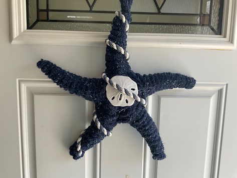 Dollar Tree Starfish Wreath Form Ideas, Star Form Wreath Ideas, Starfish Wreath Diy, Starfish Wreath Form, Anchor Wreaths, Step By Step Wreath, Dollar Tree Wreaths, Nautical Wreaths, Sunflower Wreath Diy